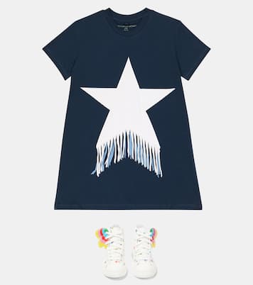 Star fringed cotton jersey T-shirt dress | Stella McCartney Kids