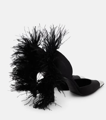 x Sergio Rossi – Escarpins Amazona en jean à plumes | Area