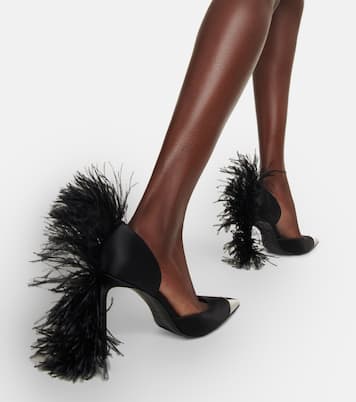 x Sergio Rossi – Escarpins Amazona en jean à plumes | Area