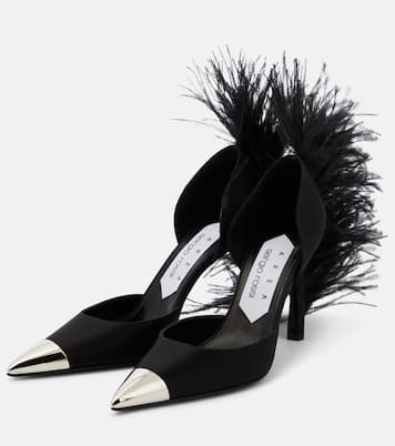 x Sergio Rossi – Escarpins Amazona en jean à plumes | Area