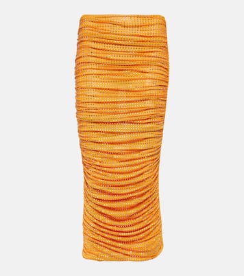 Embellished ruched midi skirt | Self-Portrait