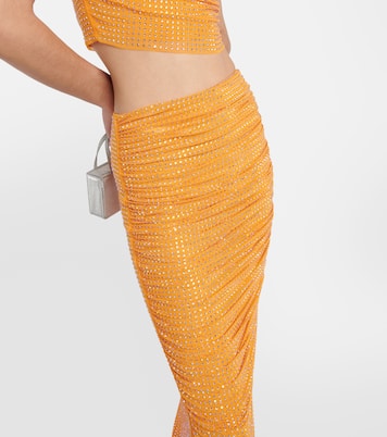 Embellished ruched midi skirt | Self-Portrait
