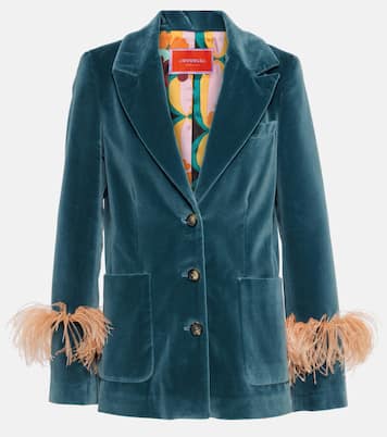 Blazer in velluto di cotone con piume | La DoubleJ
