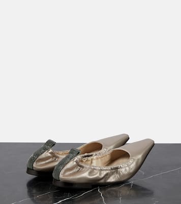 Metallic leather ballet flats | Brunello Cucinelli