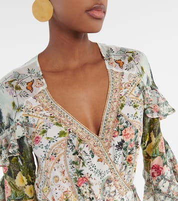 Ruffled floral silk crêpe wrap dress | Camilla