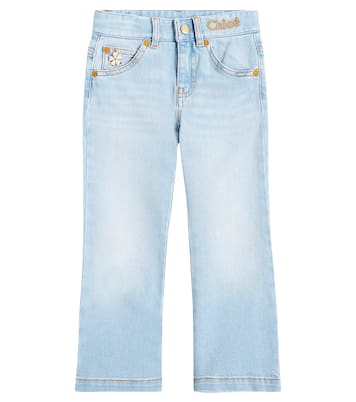 Jeans a gamba larga con logo | Chloé Kids