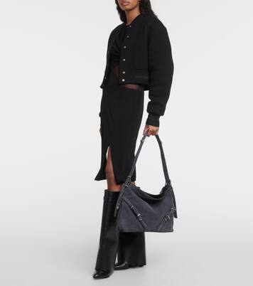 Borsa a spalla Voyou Medium in denim | Givenchy