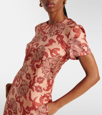 Maxikleid Swing aus Seiden-Twill mit Federn | La DoubleJ