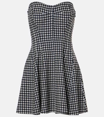 Strapless Grace houndstooth minidress | Norma Kamali