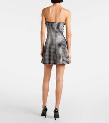 Strapless Grace houndstooth minidress | Norma Kamali