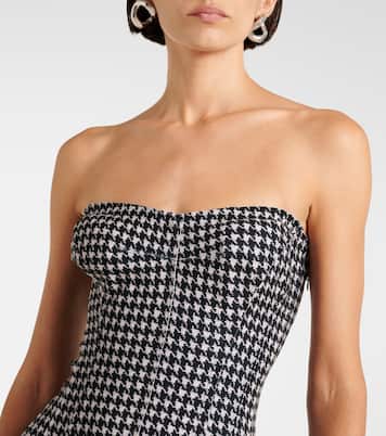Strapless Grace houndstooth minidress | Norma Kamali
