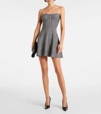 Strapless Grace houndstooth minidress | Norma Kamali