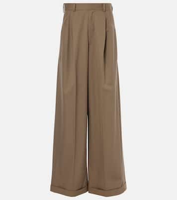 Pantaloni a gamba larga in gabardine di cotone e seta | Loewe