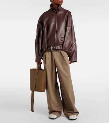 Pantaloni a gamba larga in gabardine di cotone e seta | Loewe