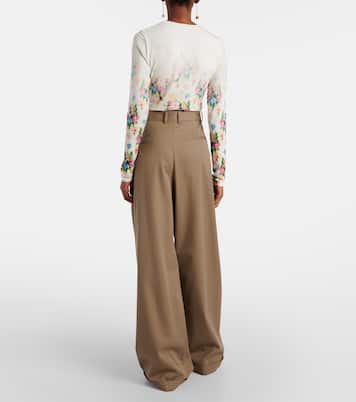 Pantaloni a gamba larga in gabardine di cotone e seta | Loewe