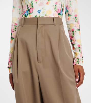 Pantaloni a gamba larga in gabardine di cotone e seta | Loewe