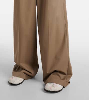 Pantaloni a gamba larga in gabardine di cotone e seta | Loewe