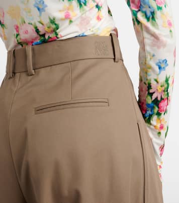 Pantaloni a gamba larga in gabardine di cotone e seta | Loewe