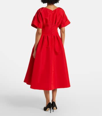 Vestido midi de seda fruncido | Carolina Herrera