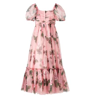 Robe DG en soie mélangée à fleurs | Dolce&Gabbana Kids