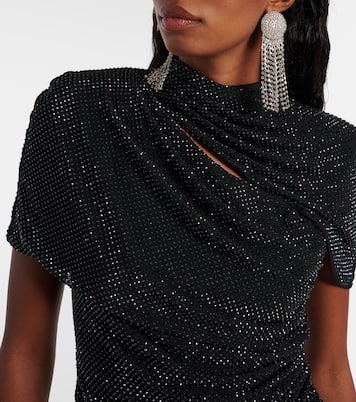 Draped embellished mesh top | Self-Portrait
