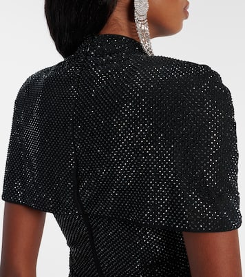 Draped embellished mesh top | Self-Portrait