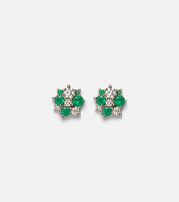 Cocktail 14kt gold earrings with emeralds and diamonds | Sydney Evan