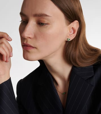 Cocktail 14kt gold earrings with emeralds and diamonds | Sydney Evan