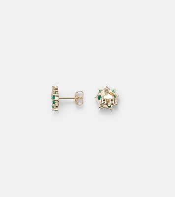 Cocktail 14kt gold earrings with emeralds and diamonds | Sydney Evan