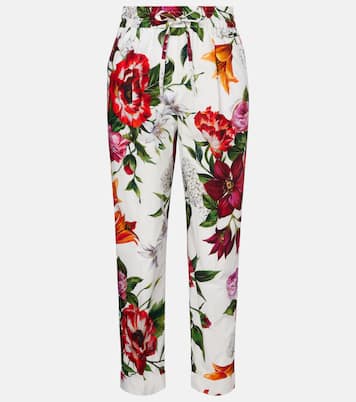 Floral high-rise cotton straight pants | Dolce&Gabbana