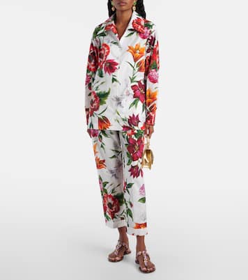 Floral high-rise cotton straight pants | Dolce&Gabbana