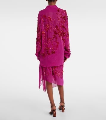 Sequined sheer chiffon blouse | Dries Van Noten