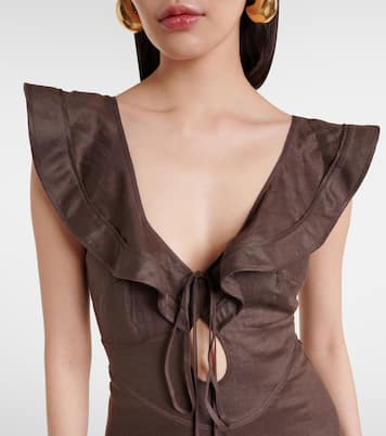 Abito midi Rhiannon in lino con stampa floreale | Zimmermann