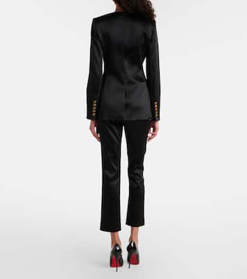 Pantalon slim raccourci Stila à taille haute en satin | Veronica Beard