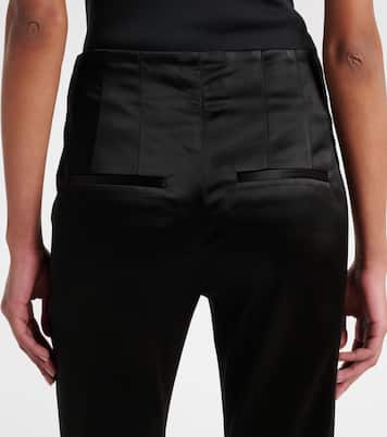 Pantalon slim raccourci Stila à taille haute en satin | Veronica Beard