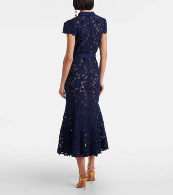 Belted lace midi dress | Self-Portrait