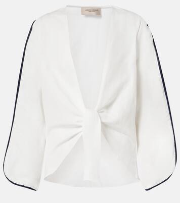 Bicolor linen-blend top | Adriana Degreas