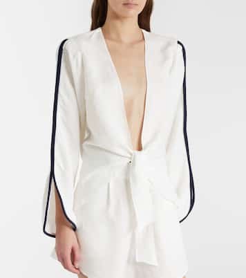 Bicolor linen-blend top | Adriana Degreas