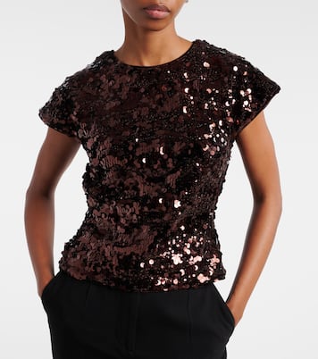 Bow-detail sequined open-back top | Ganni