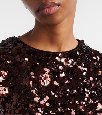 Bow-detail sequined open-back top | Ganni