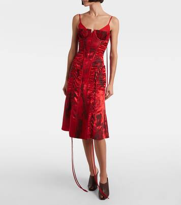 Lace-up ruched midi dress | McQueen