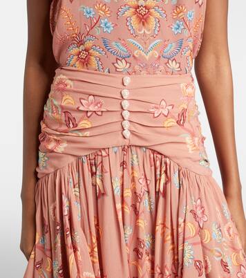 花卉蕾丝边饰荷叶边加长半身裙 | Farm Rio