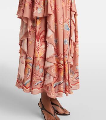 花卉蕾丝边饰荷叶边加长半身裙 | Farm Rio