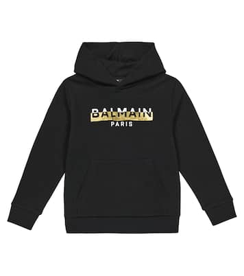 Felpa in cotone con cappuccio e logo | Balmain Kids
