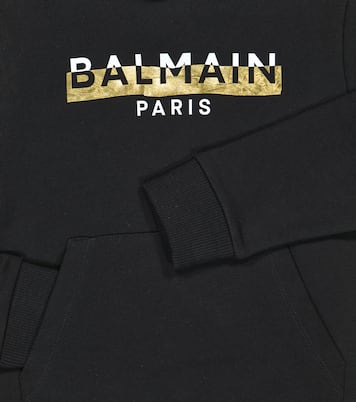 Felpa in cotone con cappuccio e logo | Balmain Kids