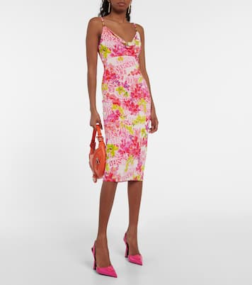 Logo floral crêpe midi dress | Versace