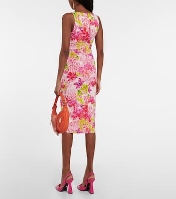 Logo floral crêpe midi dress | Versace