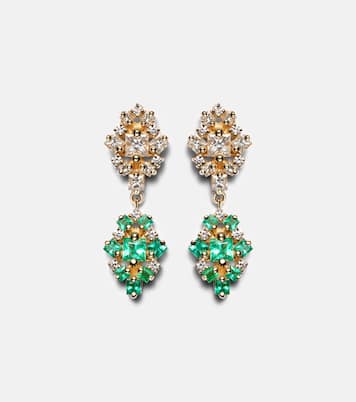 Boucles d'oreilles La Fantaisie en or 18 ct, diamants et émeraudes | Suzanne Kalan
