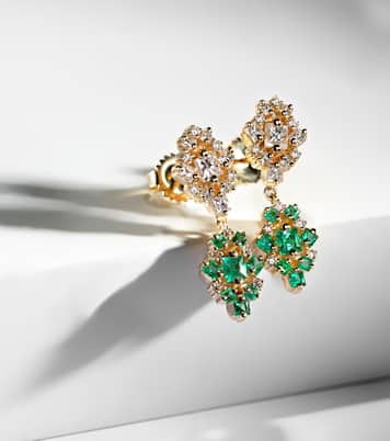 Boucles d'oreilles La Fantaisie en or 18 ct, diamants et émeraudes | Suzanne Kalan