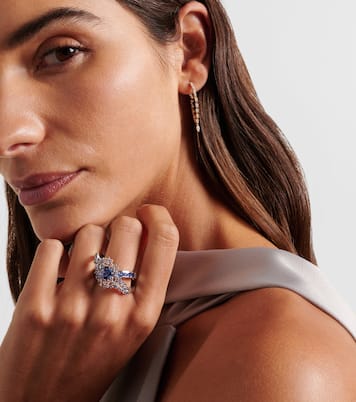 Anello Scatter Orbit in oro bianco 18kt con zaffiri e diamanti | Ananya